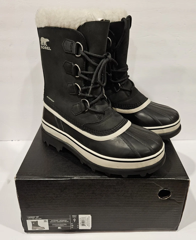 Sorel Caribou Black Waterproof BOOTS US 9b 40