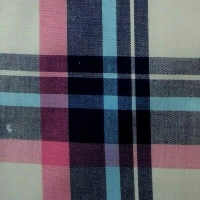White Blue Pink Plaid Cotton Pocket Square - Image 1 of 4