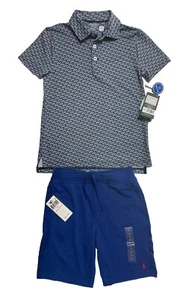 Polo Ralph Lauren Boys Short Set; RLX Navy W/White Boats Polo & Blue Shorts Sz 7 - Picture 1 of 5