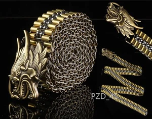 Chinese Dragon Head Martial Arts Weapon Metal Self Defense Belt Chain Men Gift - Picture 1 of 7
