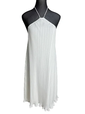 Charcoal Womens Off White Pleated Halter Neck Dress Stretch Summer Size 16 NWT - image 1 of 4