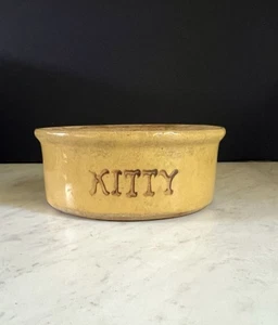 Vintage Robinson Ransbottom Pottery Stoneware KITTY Cat 6” Crock Pet Bowl - Picture 1 of 9