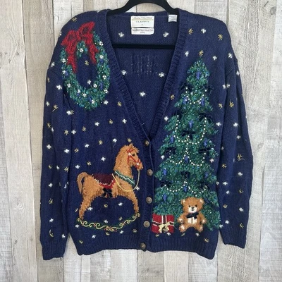 Vintage 1994 Marisa Christina Classics Christmas Cardigan Size Small Embroidered - Image 1 of 4