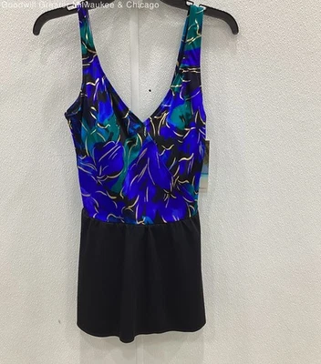 NWT STudio Works Women's Royal Blue/Black One Piece Skirted Swimsuit Size 14 - Image 1 of 3