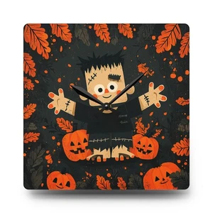 Halloween Frankenstein Wall Clock Acrylic Round or Square Décor High-End Durable - Picture 1 of 9