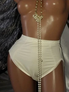DE COLECCIÓN DBL NYLON SEDOSO MONOGRAMA CINTURA PLIEGUE FIRME AÑOS 80 BRAGAS FAJA VICT. CREMA M - Imagen 1 de 13