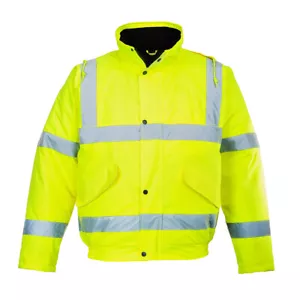 Portwest US463 Mens Waterproof Hi Vis Bomber Jacket Winter Safety Reflective - Picture 1 of 11
