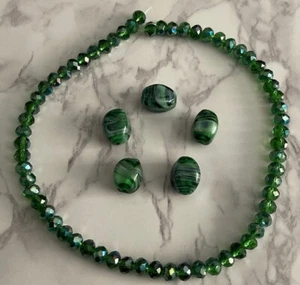 Cadena de cuentas de vidrio artístico verde de cuentas de artesanía de vidrio AB CRF9-59 - Imagen 1 de 6