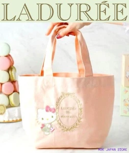 Mini Bolso de Mano LADUREE Paris × Hello Kitty 32 × 21 cm Rosa Melocotón Bordado Sanrio - Imagen 1 de 6