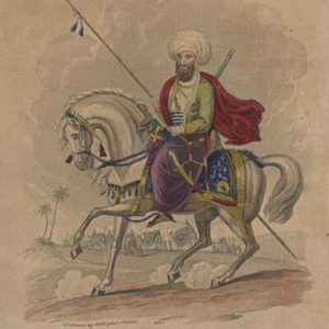 Porträt James Silk Buckingham Reisetracht Assyrien koloriert Druckgrafik 19 Jhd - Bild 1 von 3