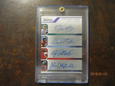 2009 Tristar Prospects Plus QUAD 1/1 autograph AJ Pollock Ackley Mitchell Tate - Image 1 of 3