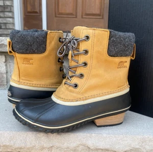 SOREL SLIMPACK LACE II 9.5 Women's Outdoor Boot Waterproof Leather Tan New - Picture 1 of 11