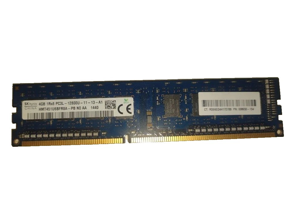 SK Hynix HMT451U6BFR8A-PB 4GB 1RX8 PC3-12800U DDR3 desktop RAM hp p/n 698650-154 - Image 1 of 1