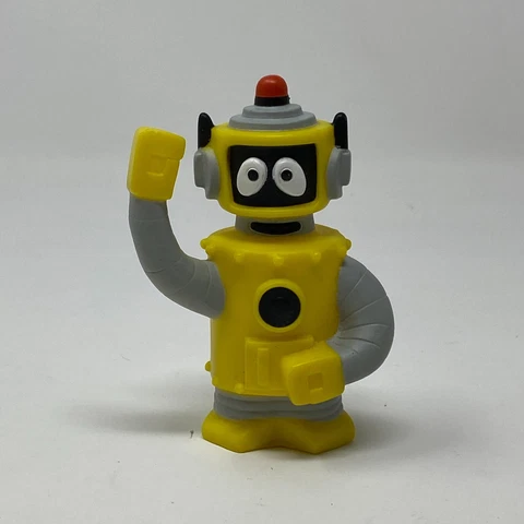 Yo Gabba Gabba Lil Fun Friends 4" PLEX PVC Figure Spin Master 2008 Robot Yellow Cover