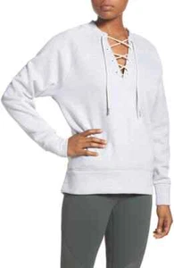NWT Zella Lace-Up Pullover in Gray/White - Size M #NA533 - Picture 1 of 10