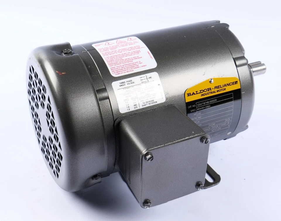 Baldor-Reliance M3535 Three Phase Motor 380V .9A 1140 RPM 1/3HP TEFC - Image 1 of 4