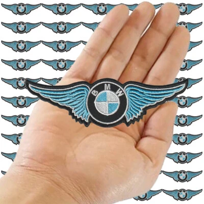 Wholesale MBW Wing Blue Car Motorcycle Logo Size 5.0"x1.6" Sew Iron On Patches - Image 1 of 4