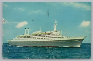 Postcard Holland America Line Flagship Rotterdam Transatlantic Ship Posted 1965 - Picture 1 of 2