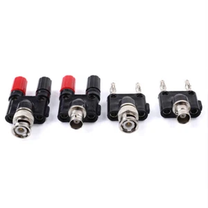 BNC to Two Dual 4mm Banana Male Female Jack Coaxial connector RF Adap-*- - Picture 1 of 14