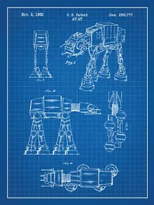 Heim Wandkunstdruck - Vintage Design Plan - STAR WARS AT-AT BLUEPRINT-A4, A3, A2,A1 - Bild 1 von 1