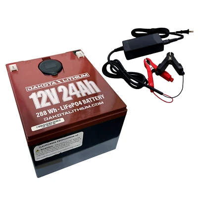 Batería de litio Dakota Litio 12V 24Ah 288Wh LiFeP04 con puertos USB y cargador Foto 1 de 4