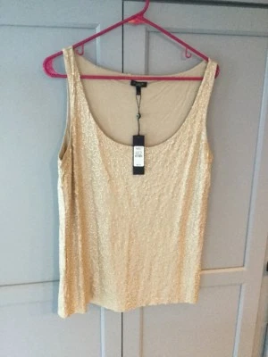 Talbots Womens Size L Gold  Rayon Blend Sequin Sleeveless Knit Top NWT - Image 1 of 4
