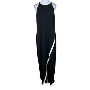 BCX Drsss Plus Size 2X Long Black High Slit Rhinestone Trim Evening Gown New - Picture 1 of 11
