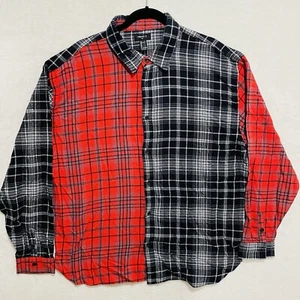 NWT Forever 21 Men Apparel Shirt Woven Top Red Black Size L Causal Button Up - Picture 1 of 11