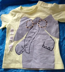 M&S T-Shirt Elephant Pattern UK Size 3-6 Months BNWT - Picture 1 of 3