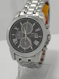 seiko solar mens alarm chronograph watch SSC193 - Picture 1 of 8