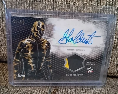 2015 Topps WWE Undisputed Goldust Purple Auto 50/50 Bookend 2 Color Shirt Relic - Image 1 of 2