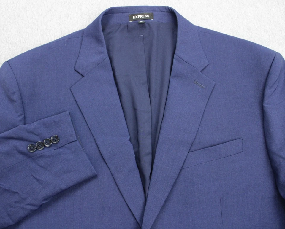 Blazer Express Hombre 48R Azul Mezcla Lana Elastizado 2 Botones Calce Ajustado Foto 1 de 4