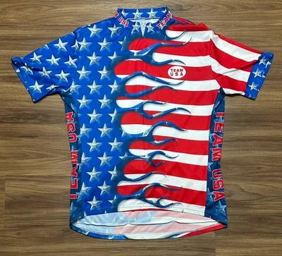 Rare Team USA Olympics Men’s Cycling Biking Jersey All Over Flag Print Size 2XL - Image 1 of 4