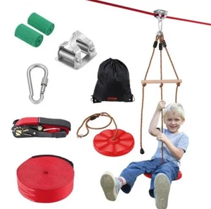 Vevor 65 Fuß Zip Line Kit für Kinder Erwachsene Trolley Slackers Zipline bis 330 Pfund - Bild 1 von 9
