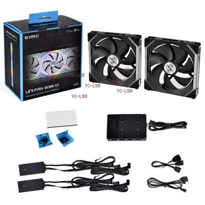 Lian Li SL140 Uni wentylator ARGB PWM 140mm 2-pak z kontrolerem - czarny - Zdjęcie 1 z 6