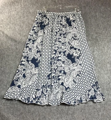 Falda La Cera Mujer XL Azul Blanco Geométrica Gauzy Maxi Boho Cruise Resort Foto 1 de 4