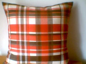 Pillow COVER 16" black red white plaid - Picture 1 of 1