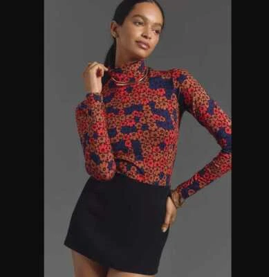 New women's XL Marimekko x Anthropologie Armas Unikko turtleneck top - Image 1 of 4