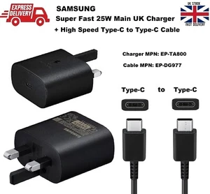 Official Samsung FAST 25W Charger with High Speed Data Cable for S23 S23+ Ultra - Picture 1 of 10