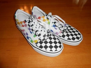 NEW Vans Ladies Doheny Pride Rainbow Check Print Lace Up Shoes Sneakers 7.5 - Picture 1 of 3