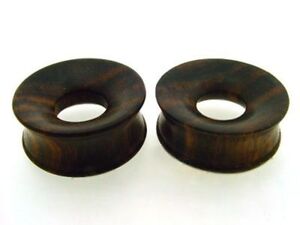 PAIR 1/2 INCH (0000G) (13MM) CONCAVE SONO WOOD TUNNELS PLUGS
