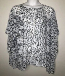 Poncho Transparente Superposición Coldwater Creek OS Estampado Animal Negro Dorado Crema Pullover - Imagen 1 de 8