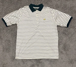 MASTERS COLLECTION 60’s TWO-PLY STRIPE CASUAL COLLAR POLO GOLF SHIRT L Beige Grn - Picture 1 of 12