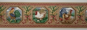 Farm Rosters/Hens In Frames Decorated Wallpaper Borders - Picture 1 of 2