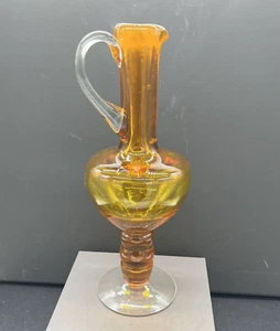 Bischoff AMBER Bubble Stem Decanter Bottle Hand Blown Glass Vintage Mid Century - Picture 1 of 12
