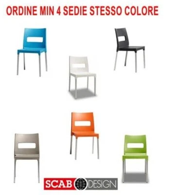 SEDIA IMPILABILE MAXI DIVA SCAB TECNOPOLIMERO ANTRACITE ALLUMINIO BAR HOTEL - Immagine 1 di 2