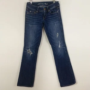 Women’s American Eagle AEO Denim Jeans Distressed Destroyed Slim Boot Cut Sz 4 - Picture 1 of 8
