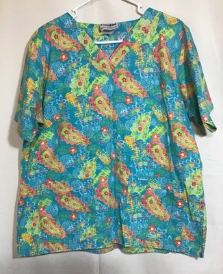 Landau 女式磨砂上衣多色 Pasley Design V 领前口袋大号 — 第 1/4 张图片