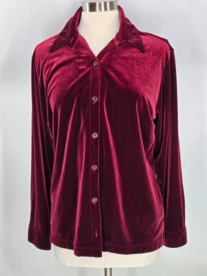 Pullover Bechamel Talla L Borgoña Terciopelo Manga 3/4 Top Elástico Cuello Redondo Foto 1 de 4