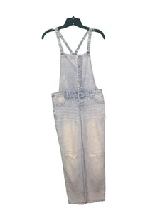 Cat&Jack Girls L 10/12 Super Stretchy Light Blue Denim Suspenders - Picture 1 of 5